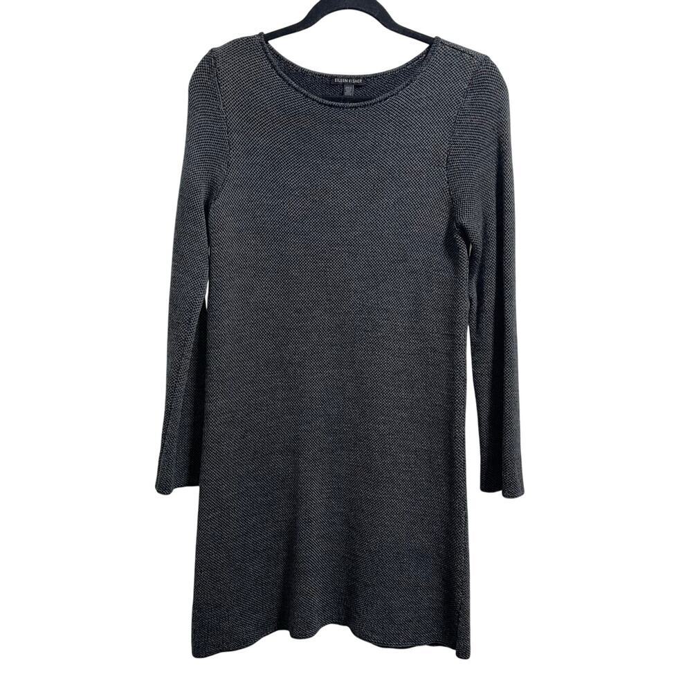 Eileen Fisher 100% Extra Fine Merino Wool Sweater Dress Long Sleeve Women's XS